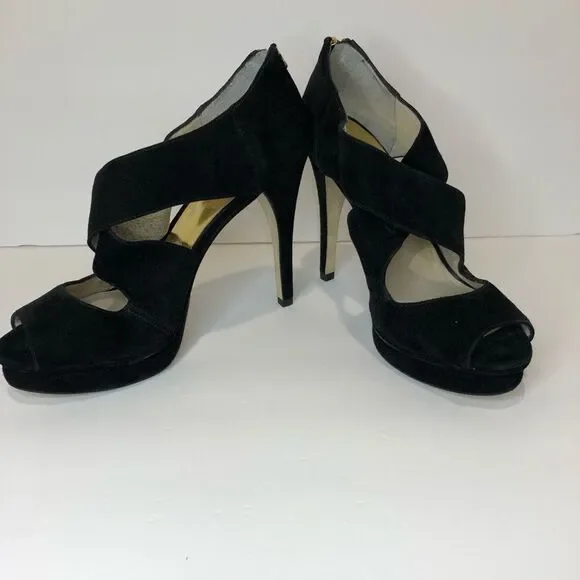 Michael Kors black peep toe platform 5in heels size 10 - Picture 3 of 16